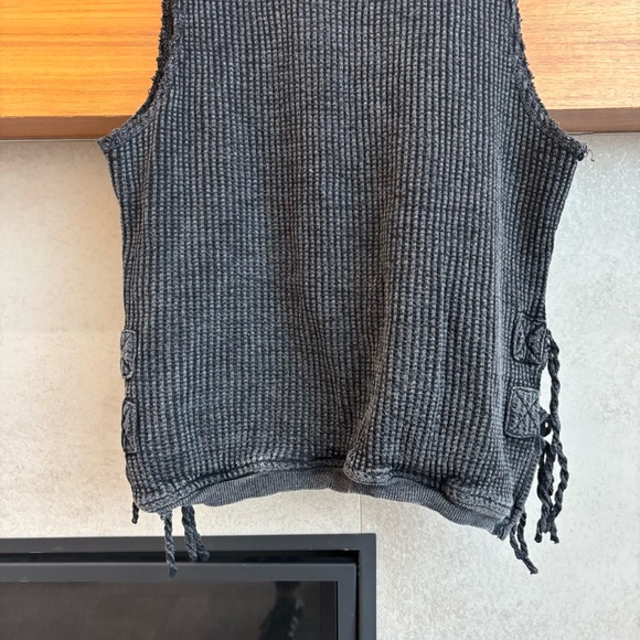 Free People One Sleeveless Interlaken Tank in Wash Black, Size L - Picture 10 of 10
